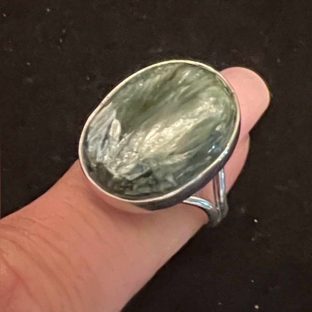 925 STERLING SILVER SERAPHINITE RING
